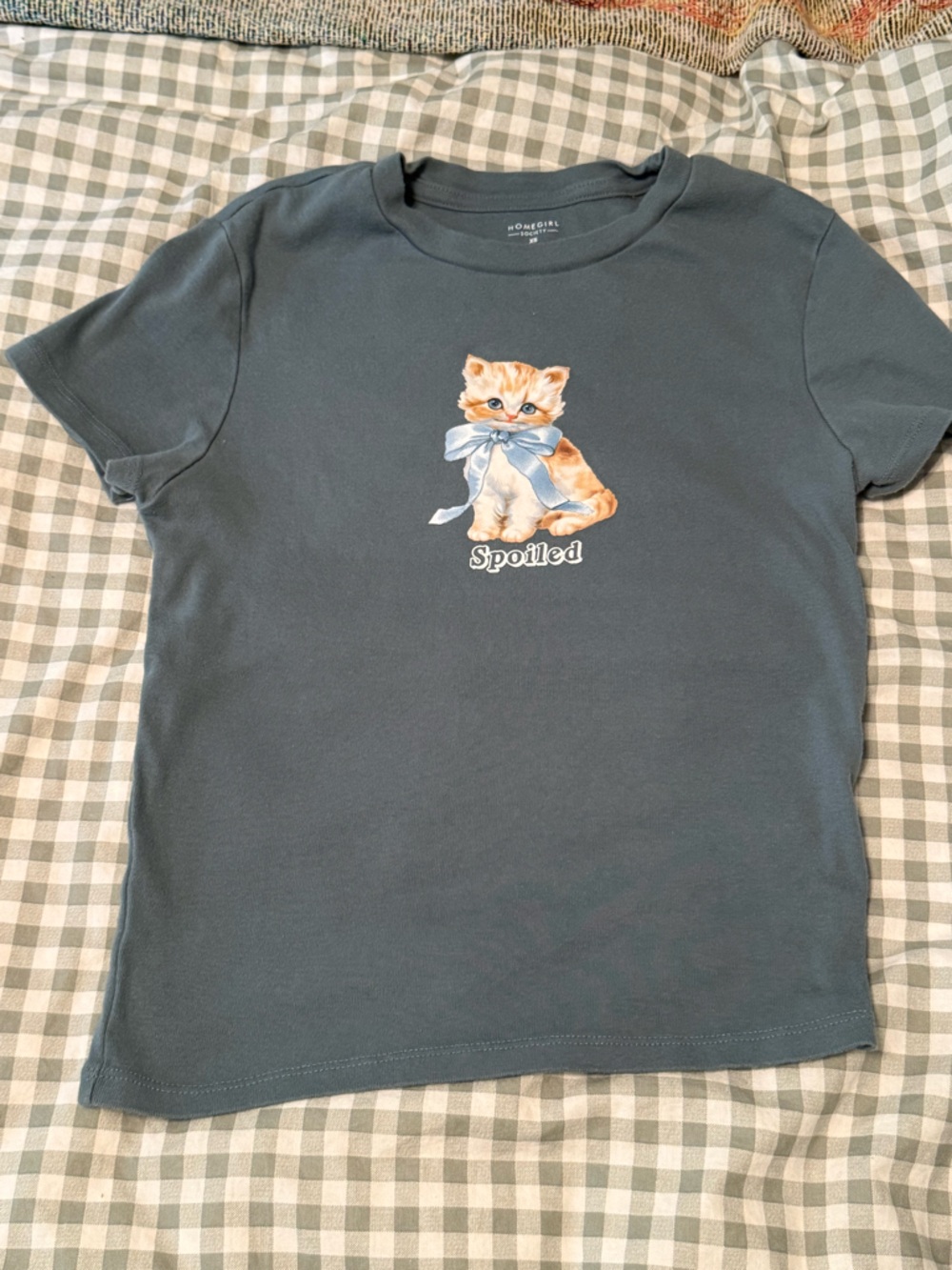 Spoiled Kitten Graphic Cat Tee in Blue